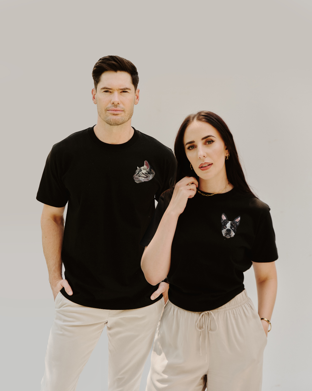 Embroidered Custom Pet Portrait Unisex Premium T-Shirt