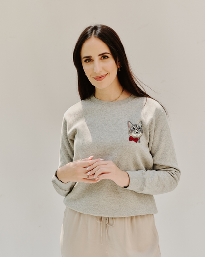 Embroidered Custom Pet Portrait Unisex Premium Sweatshirt