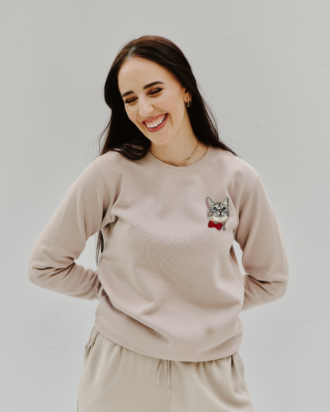 Embroidered Custom Pet Portrait Unisex Premium Sweatshirt