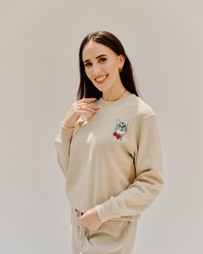 Embroidered Custom Pet Portrait Unisex Premium Sweatshirt