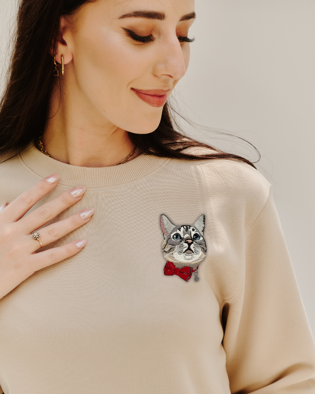 Embroidered Custom Pet Portrait Unisex Premium Sweatshirt