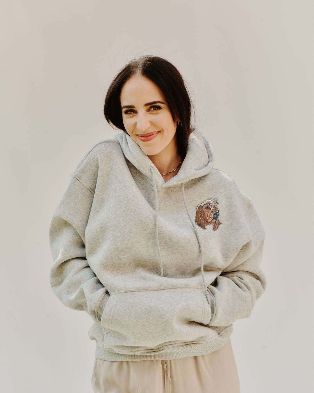 Embroidered Custom Pet Portrait Unisex Premium Oversized Hoodie