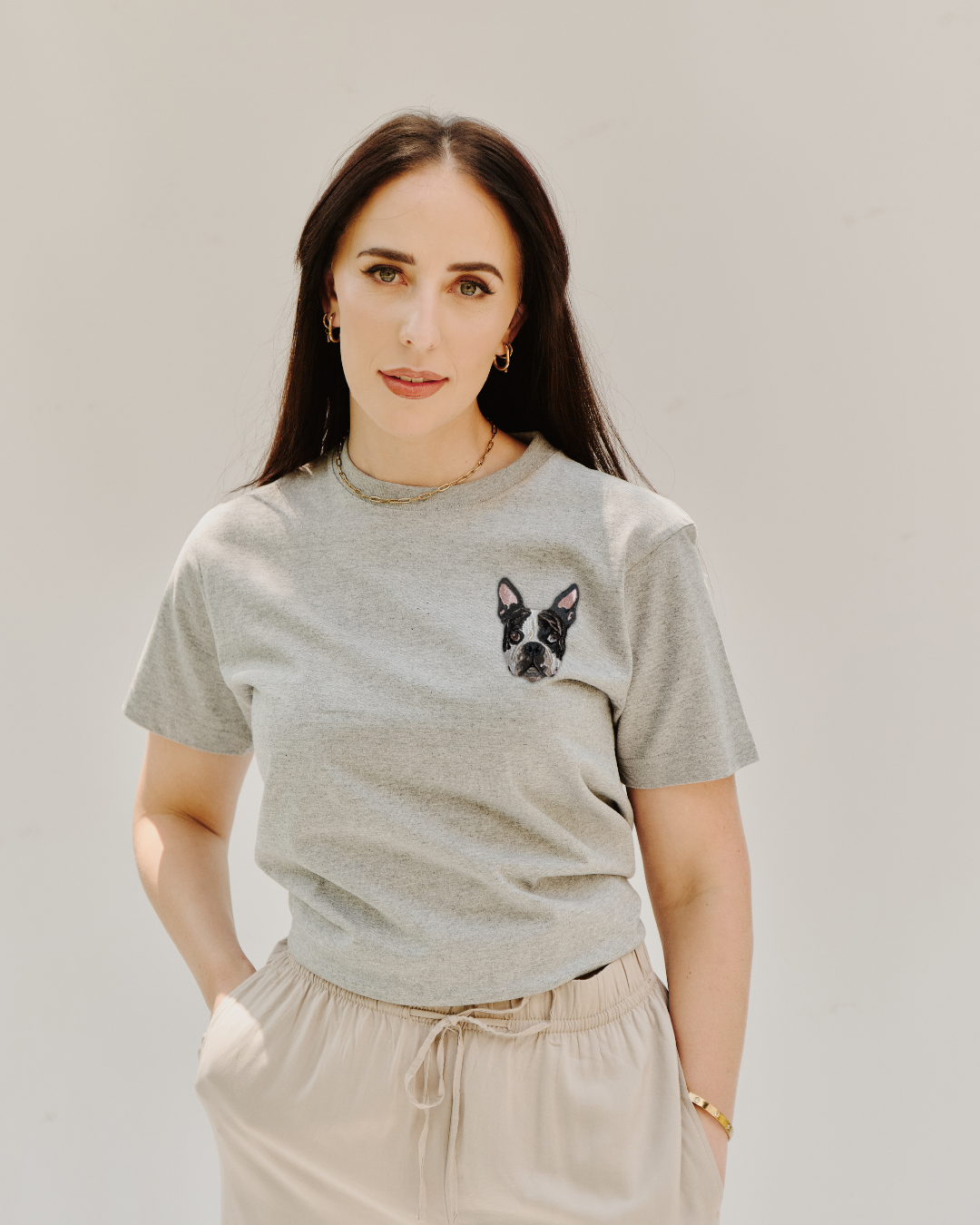 Embroidered Custom Pet Portrait Unisex Premium T-Shirt