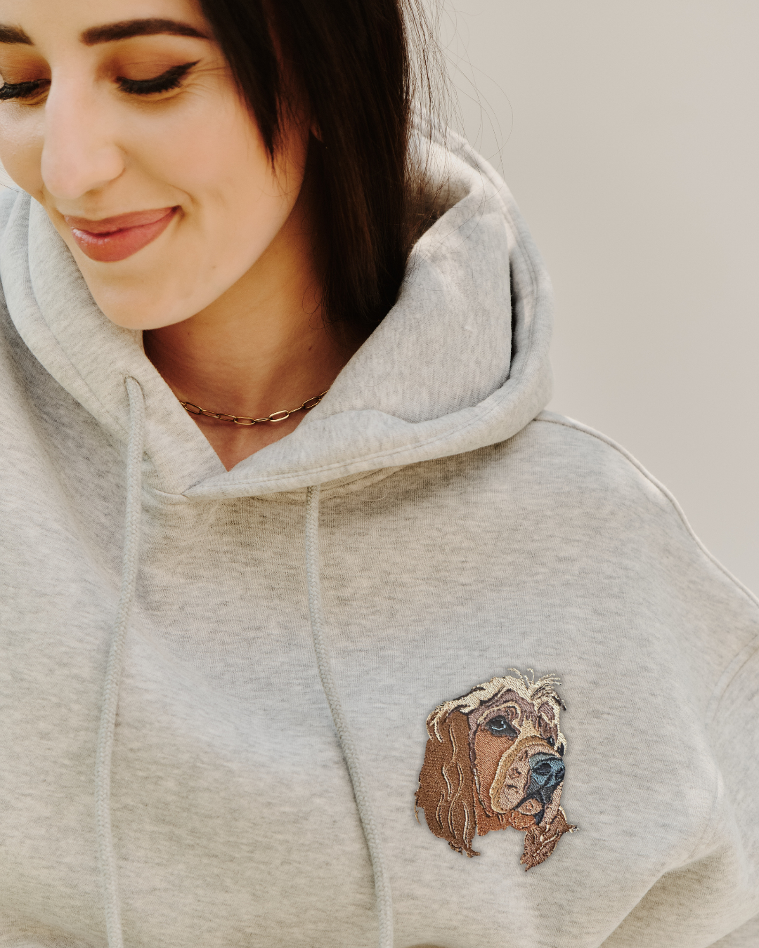 Embroidered Custom Pet Portrait Unisex Premium Oversized Hoodie