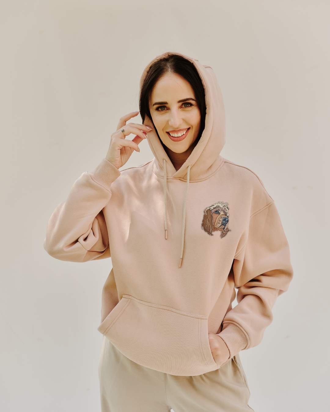 Embroidered Custom Pet Portrait Unisex Premium Oversized Hoodie