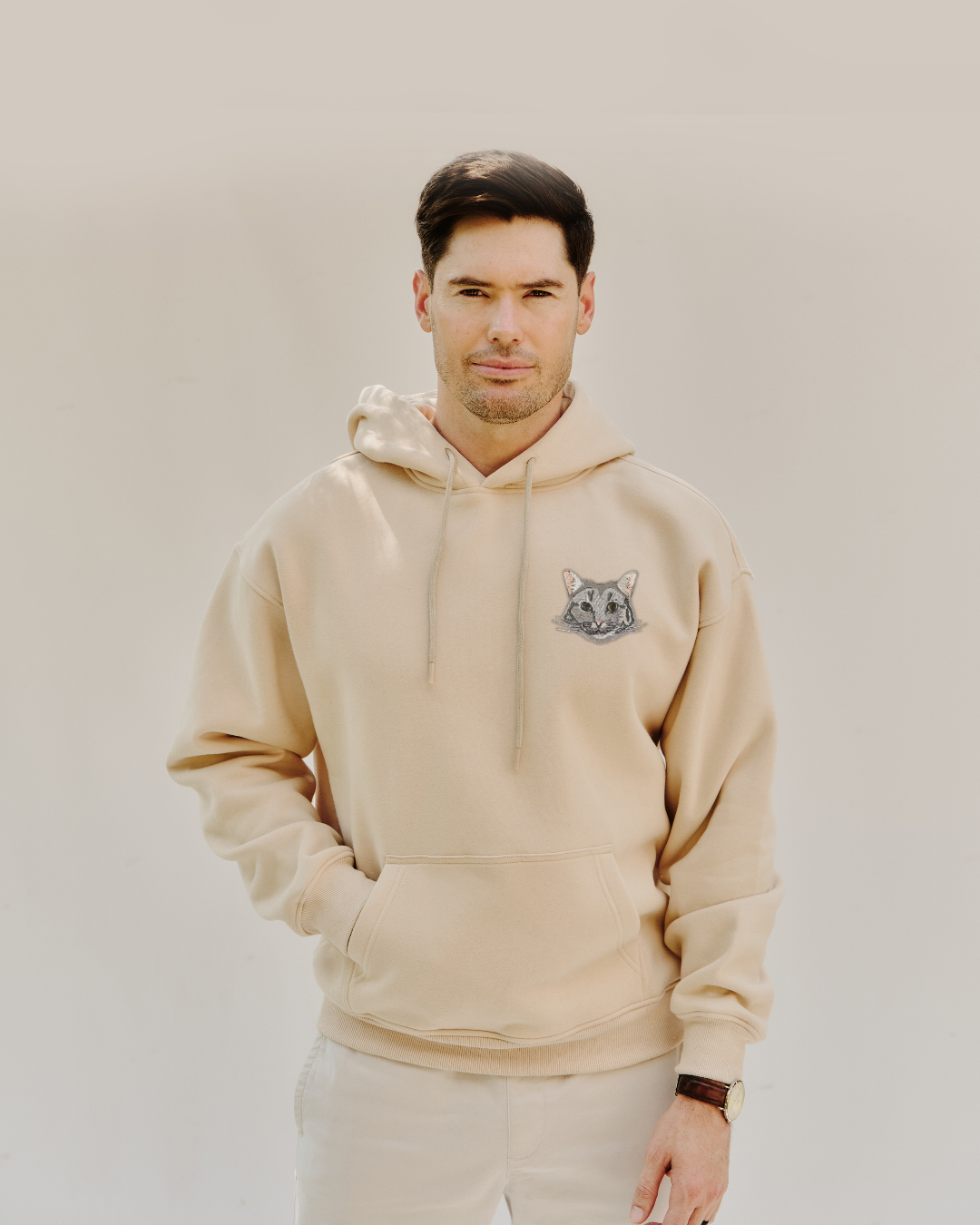 Embroidered Custom Pet Portrait Unisex Premium Oversized Hoodie