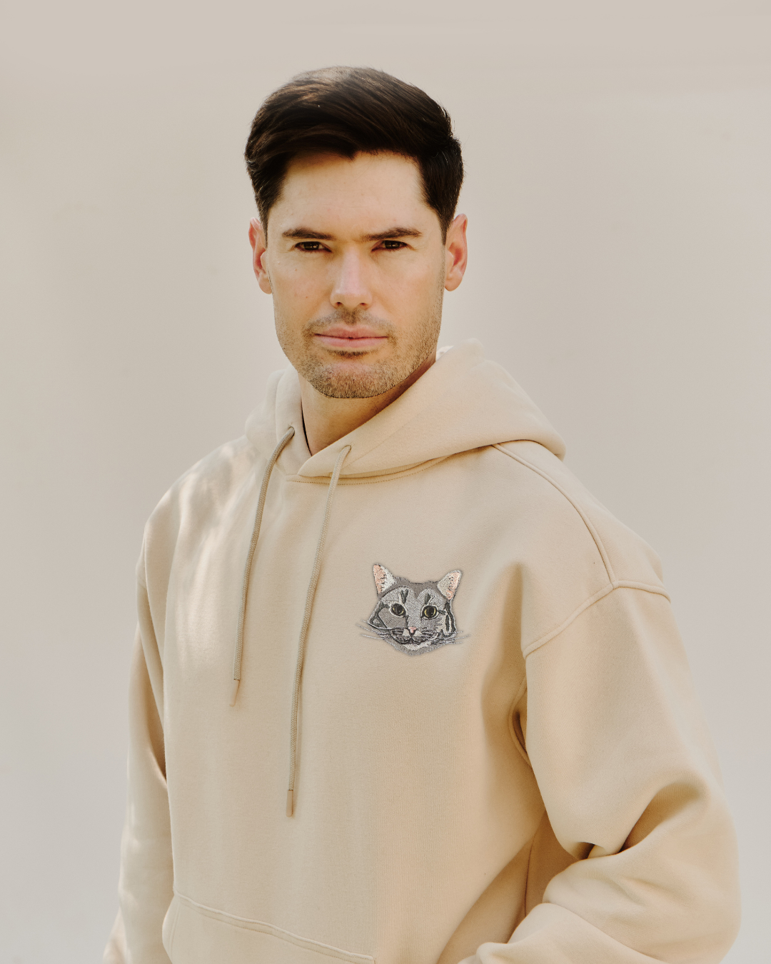 Embroidered Custom Pet Portrait Unisex Premium Oversized Hoodie