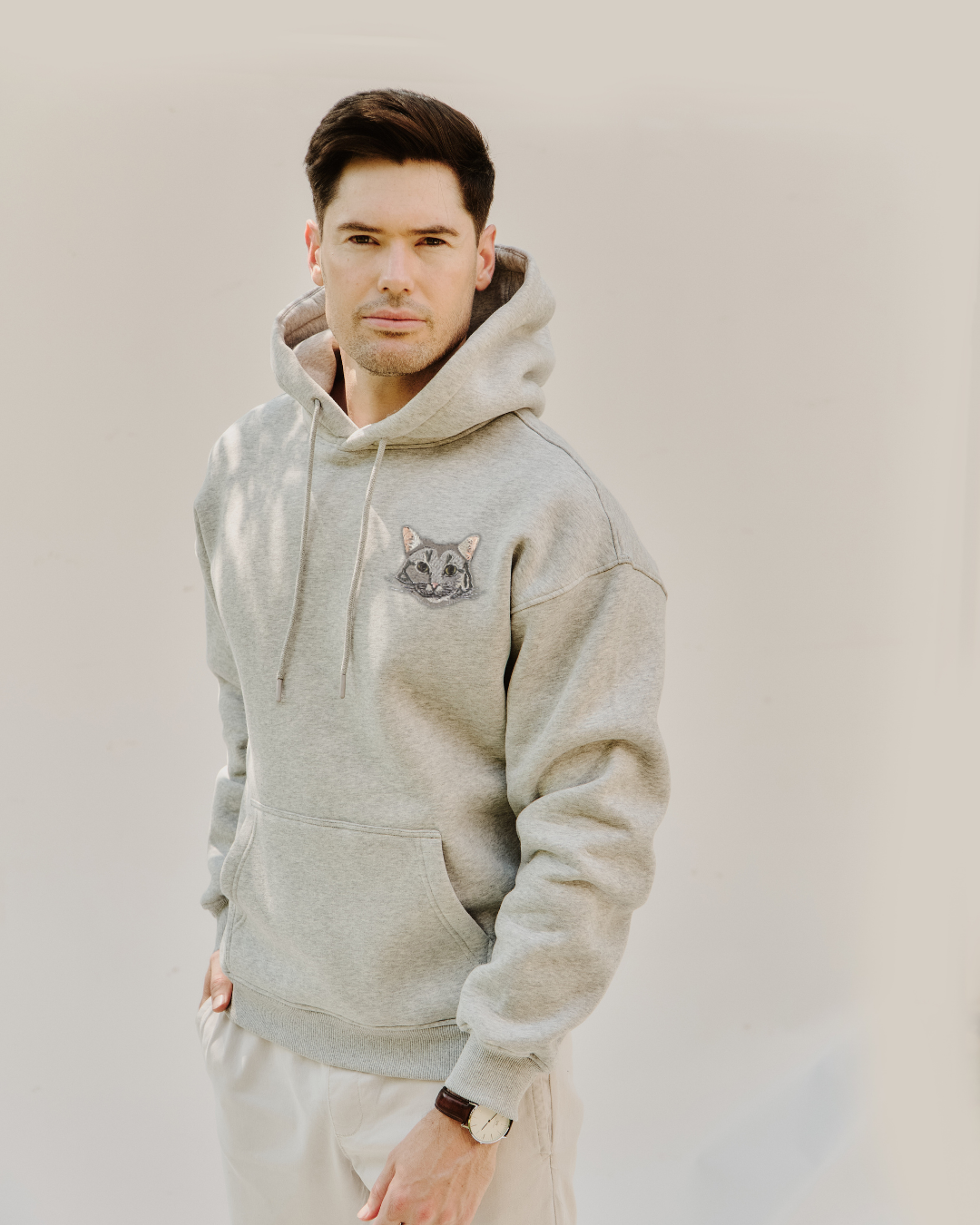 Embroidered Custom Pet Portrait Unisex Premium Oversized Hoodie