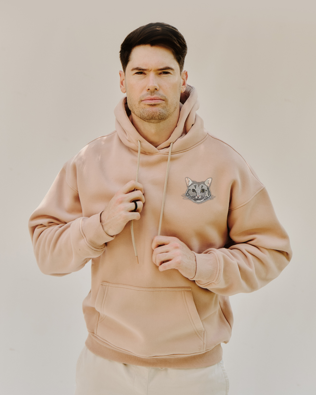 Embroidered Custom Pet Portrait Unisex Premium Oversized Hoodie