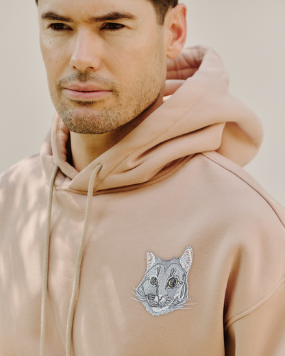 Embroidered Custom Pet Portrait Unisex Premium Oversized Hoodie