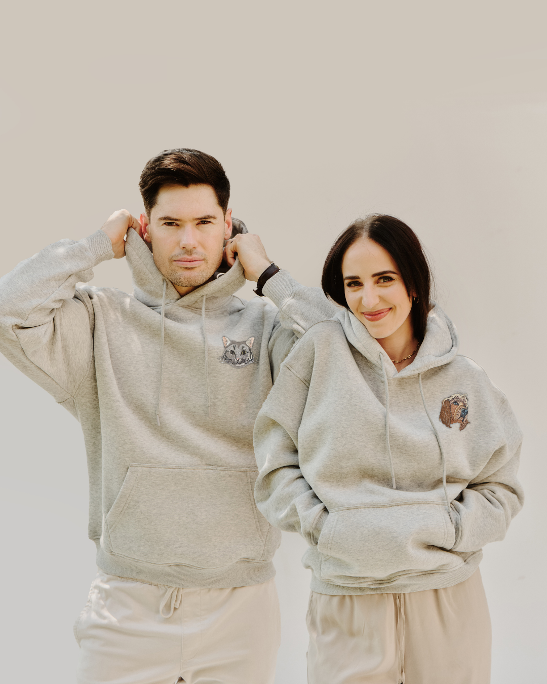 Embroidered Custom Pet Portrait Unisex Premium Oversized Hoodie