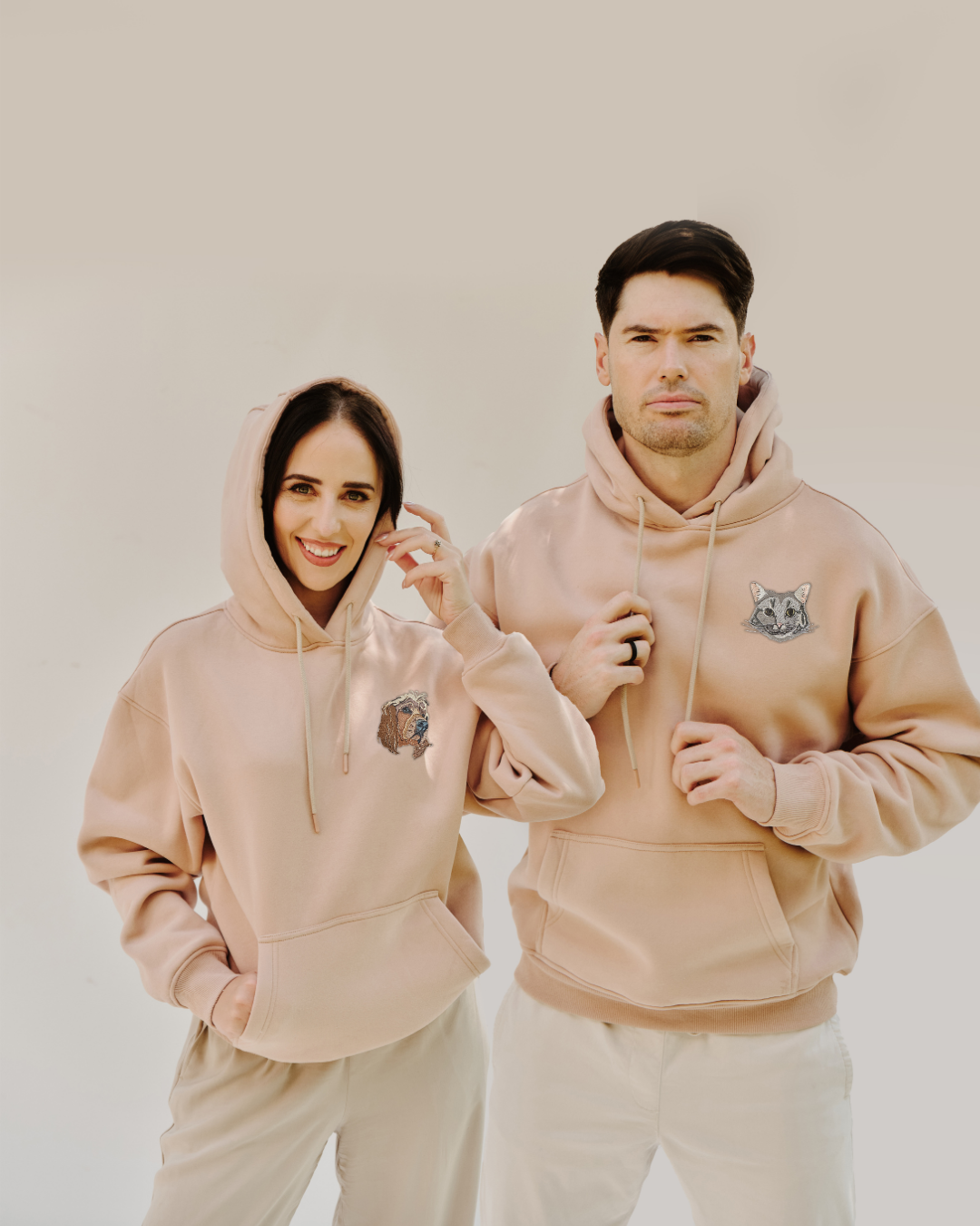 Embroidered Custom Pet Portrait Unisex Premium Oversized Hoodie